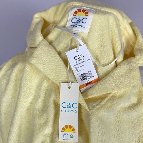 C&C California Yellow Terry Cloth Top size Small - Picture 11 of 12